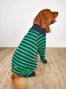 1 قطعة ملابس نوم/ملابس منزلية مطبوعة مرنة ناعمة ومريحة للكلاب الكبيرة، ملابس حيوانات أليفة للخريف/الشتاء