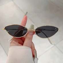 Pair Of New Women Cat Eye Style Fashion Glasses, Small Metal Frame,  Candy Color Lens, Men Vacation Accessories - 銀粉色 - 查看 7