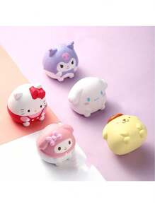 Sanrio 6cm创意三丽鸥Hello Kitty慢回弹减压玩具My Melody肉桂卷布丁狗Kuromi卡通人物PVC回弹玩具减压公仔办公室减压疗愈创意捏捏音乐礼物奖品情人节礼物