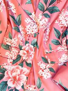 Mono con estampado de flores y hojas con botones delanteros, adecuado para el hogar, la playa, citas por la noche, bodas, vacaciones y la oficina