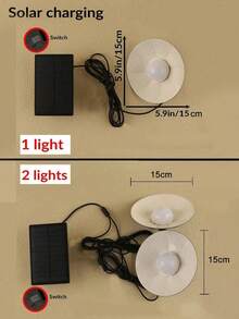 Outdoor Solar Hanging Light With Remote Control, Waterproof Solar Powered Shed Light, Bright And Soft, Solar Hanging Shed Light, Suitable For Barn, Storage Room, Patio, (1/2 Lights) - Black - View 4