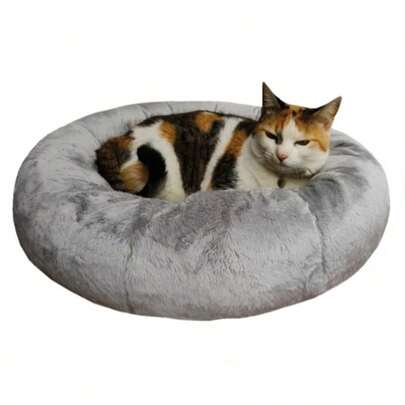 Caminha De Pelúcia Pet Redonda Para Cachorros e Gatos 50x50 cm Macia Impermeável