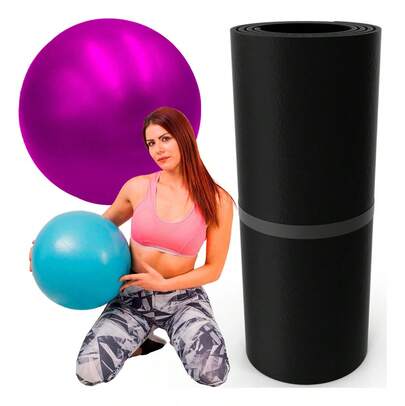 Kit Bola Pilates Overball 25cm + Colchonete Academia Yoga