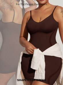 1件装加大码女士束腰连衣裙，无缝胸部和腰部系带连衣裙，加大码女士塑身裙连体裤，夏季