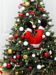 1件装圣诞树腿装饰 - 圣诞树装饰毛绒腿，可插拔，圣诞树顶饰花环装饰，可摆造型的毛绒腿，适用于圣诞树装饰、派对装饰、圣诞装饰、家居圣诞礼物、圣诞装饰品 - 彩色 - 查看 2