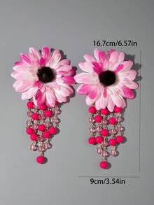 imoli 1 Cặp bông tai hạt cườm mặt hoa polyester và hoa hướng dương cổ điển Bohemian dành cho nữ, thích hợp cho đi biển, hàng ngày, ngày lễ, quà tặng - Nhiều màu - Xem 9