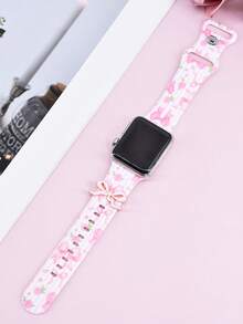 1pc Rose Butterfly Silicone Smart Watch Band, Compatible With Apple Watch 49/46/45/44/42/41/40/38mm, Fashionable Printed Strap With Butterfly Pendant, Elegant Wristband, Suitable For Apple Watch Series 10, Ultra, 2-9, 8, 7, 6, 5, 4, 3, 2, SE, Compatible With Apple Watch Accessories - Dusty Pink - View 7