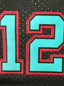 Men's Embroidered Basketball Jersey 12 Black Casual Sleeveless Vest V-Neck T-Shirt Party Sports Top - Black - View 5