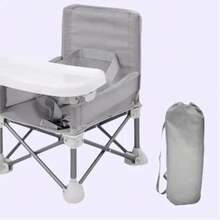 Seat Booster Toddlers Dining Chair With Removable Tray & Travel Bag Ergonomic Comfortable Backrest Durable Portable Grey Essential For - 305 - View 3