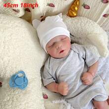 Muñeca bebé recién nacido Reborn de 18 pulgadas (45 cm) con piel pintada en 3D y venas visibles, Body de tela y extremidades de vinilo suave. Juguete vestible y regalo de cumpleaños encantador.