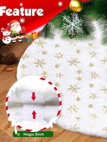 48Inches Christmas Tree Skirt , Holiday Part Decorations For Christmas Tree, White Faux Fur Tree Skirts With Gold Sequin Snowflakes Soft Plush Xmas Tree Decorations - Golden Snowflakes - View 6