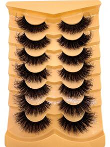 7 Pairs 25mm 9D Thick Mink Eyelashes, Curl DD Faux Mink Lashes Fluffy Cat Eye Dramatic Lashes, Reusable Dense Mink Look Extension Eyelashes - 濃密款 - 查看 4