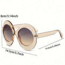 2024 New Women's Large Size Round Frame Fashion Glasses Fashion Gradient Lens Design Glasses  Semi-Transparent Decorative Glasses - Đen-Xám - Xem 4