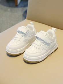 1 双儿童白色运动鞋，新款设计女童/男童运动鞋，防滑、轻便、软底，适合日常穿着和各种休闲场合的休闲鞋 - 白色 - 查看 2