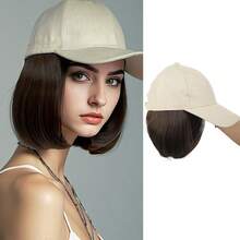 女士棒球帽假发，18 英寸和 26 英寸长直发，合成假发耐热纤维，适合休闲服装和头饰 | 时尚假发帽 | 可调节帽檐帽