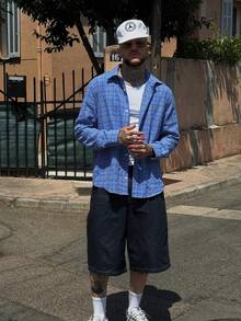 Herren Farbblock Karomuster Langarm Hemd, modisch und vielseitig für Frühling/Herbst Lässig Tragen, geeignet für Straße, Alltag und Zuhause