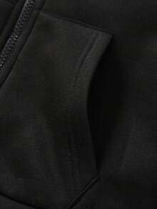 2024 New Autumn/Winter Heart Print Casual Versatile Thermal Lined Zip-Up Sweatshirt For Tween Girls - Black - View 7