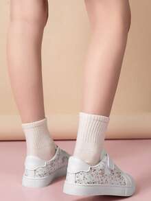 1 Pair Cute Floral Patchwork Casual Fashion Children Outdoor Sports Shoes - White - View 4