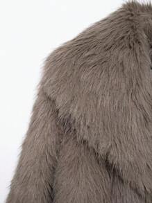 Women Elegant Faux Fur Winter Coat Solid Turn Down Collar Long Sleeves Thick Coats Woman Long Sleeve Loose Warm Jacket