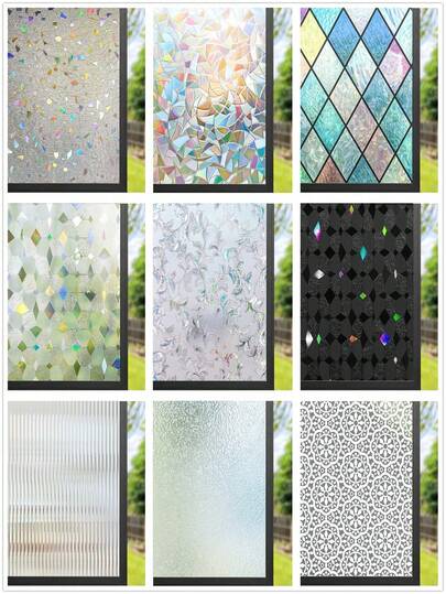 Window Privacy Film Frosted Glass Window Clings Home Window Tint Winter Window Insulation Cover Removable Bathroom Door Window Covering Decorative Frosting Stickers Wall Stickers Wall Sticker Home Decor Room Decor