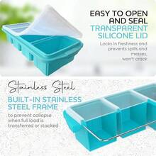 Silicone Freezer Tray With Lid-Soup Freezer Container Molds-2-Cup Extra Large Ice Cube Tray-Makes 4 Perfect 500ml Portions Cubes, For Freezing Soup,Stews,Sauces.Oven&Dishwasher-Safe(2-Pack)-585515 - 1-cup - 查看 7