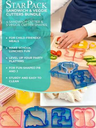 Kit de cortadores de sándwich, fabricante de sándwiches con forma de animales lindos - Convierte verduras, frutas y galletas en porciones divertidas - Para decoración de comida DIY en cajas de almuerzo Bento