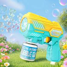 Máquina automática de burbujas con luces, soplador de burbujas de 10 orificios, juguete de fiesta y de exterior, adecuado como regalo para niños y amigos, regalo de Navidad (Líquido de burbujas y baterías no incluidos) - Multicolor - Ver 14