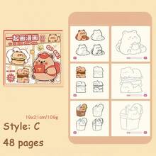 1 Stück Capibala Skizzen Kopie, süßes Kinder Linienskizzen Kopierheft, süße einfache Skizzen Handgezeichnetes Notizbuch, Linienentwurf Graffiti Notizbuch