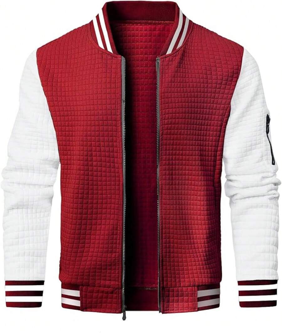 Mens Casual Lightweight CoatChristmas MQ4K - 紅白 - 查看 1