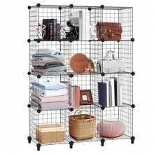 12pc Wire Cube Storage Organizer Shelving Unit Shelves Rack Modular Bookshelf, Interlocking Shelving Unit, Living Room Organizer Display Shelves, Closet Cabinet Organizer Shelves DIY Bookcases - Black-12 Cubes - View 10