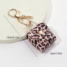 1 Piece Leopard Print PU Leather Keychain, Rectangular With Lobster Clasp, Decorative Sports Theme Family Keychain, Ideal Gift For Mother's Day