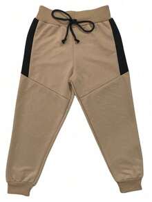 Boys' Warm, Comfortable, Lace-Up Sweatpants - Beige - View 1