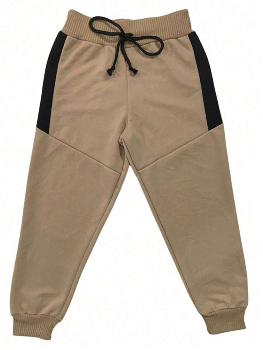 Boys' Warm, Comfortable, Lace-Up Sweatpants - Beige - View 1