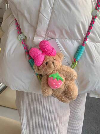 Lindo osito de peluche como llavero, correa para teléfono, bandolera, clip de funda de teléfono, regalo de dije portátil antiextravío para madre, familia, amigos, cumpleaños, festividades, accesorio para teléfono, cadena de teléfono