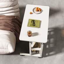 Escritorio Portátil, 80 * 40cm,Mesa para Laptop, Mesa de Computadora Portátil Ajustable con Ruedas - Blanco - Ver 2