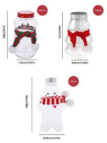 6pcs/2pcs Christmas Candy Storage Jars - Christmas Tree, Christmas Gingerbread Man Juice Bottles, Christmas Snowman Juice Bottles. Made Of High-Quality Plastic, Durable, Portable, And Carefully Designed In Christmas Tree, Gingerbread Man, And Snowman Shapes. - Transparent - View 3