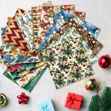 12-Sheet Merry Christmas Scrapbooking Base Paper Set​​ – Featuring Snowman, Leaf, And Snowflake Designs, This Christmas-Themed Craft Paper Serves As A Versatile Background For Journal Collages, DIY Gift Wrapping, And Holiday-Themed Projects.