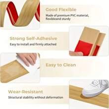 1块7cm自粘PVC门槛保护板，木纹地板过渡条，防刮门地过渡条，家用自粘门槛坡道设计，适用于地毯边缘处理，保护瓷砖和地板接缝，家居装饰装饰