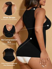 Women's V-Neck Seamless Slimming Sports Camisole - Black - View 3