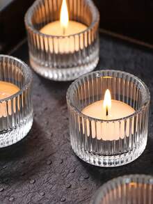 2 قطعة/مجموعة حاملات شموع صغيرة شفافة، حاملات شموع أمنية زجاجية، حاملات شموع دائرية زخرفية، تستخدم لديكور وسط الحفلات والأعراس (الأكواب فارغة، الشموع غير مشمولة)