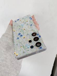 1pc Minimalist & Fresh Striped Floral Pattern Shockproof, Scratch-Resistant, Fingerprint-Proof Transparent TPU Soft Phone Case With Camera Lens Protection, Compatible With Samsung, Nothing, Compatible With Pixel, Compatible With INFINIX, Compatible With Redmi,International Version, Not The Domestic Version - Multicolor - View 7