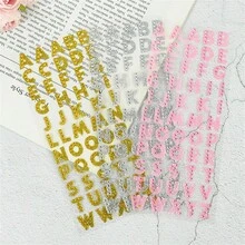 Nhãn dán chữ cái pha lê lấp lánh tự làm thiết kế tên thủ công vật dụng làm sổ lưu niệm trang trí điện thoại máy tính - Nhãn dán tự dính từ tiếng Anh A-Z - Nhiều màu - Xem 6