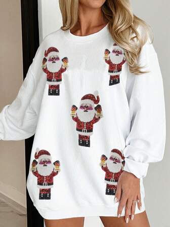 圣诞老人蜂蜜亮片纯色运动衫