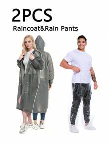 EVA长款雨衣，带可调节风帽，男女通用，纯色防水长袖连帽雨衣，防风保暖 - 轻便透气，全面覆盖，高品质外套，适合骑行、徒步、钓鱼 - 黑色雨衣，带拉链收纳袋，春夏精选，伴娘礼物，房间装饰，卧室装饰，海滩，旅行，男士，女士，度假，可爱小物，母亲节礼物，卧室装饰，花园，厨房装饰，夏季，海滩，旅行必备，房间装饰，软萌，毕业季 - 彩色 - 查看 4