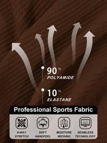 LianShengFa 1pc High Neck High Waist Elastic Yoga Sports Bra, Medium Support Shock-Absorbing Seamless Workout Bra, Comfortable Breathable Athleisure Tank Top - Brown - View 7