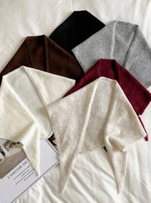 1pc Women Solid Color Triangular Wool Blend Women Scarf, Knitted Warm Decorative Elegant Retro Style Scarf, Suitable For Outdoor Travel, Spring, Autumn, Winter, Snow Season Women Winter Scarves For Dress - Multicolor - View 5