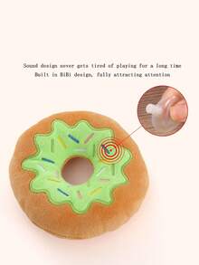 1pc/2pcs Pet Plush Donut Chew Toy, Built-In Sound Device, Press To Make Sound, Self-Entertainment, Dog Toy, Random Color