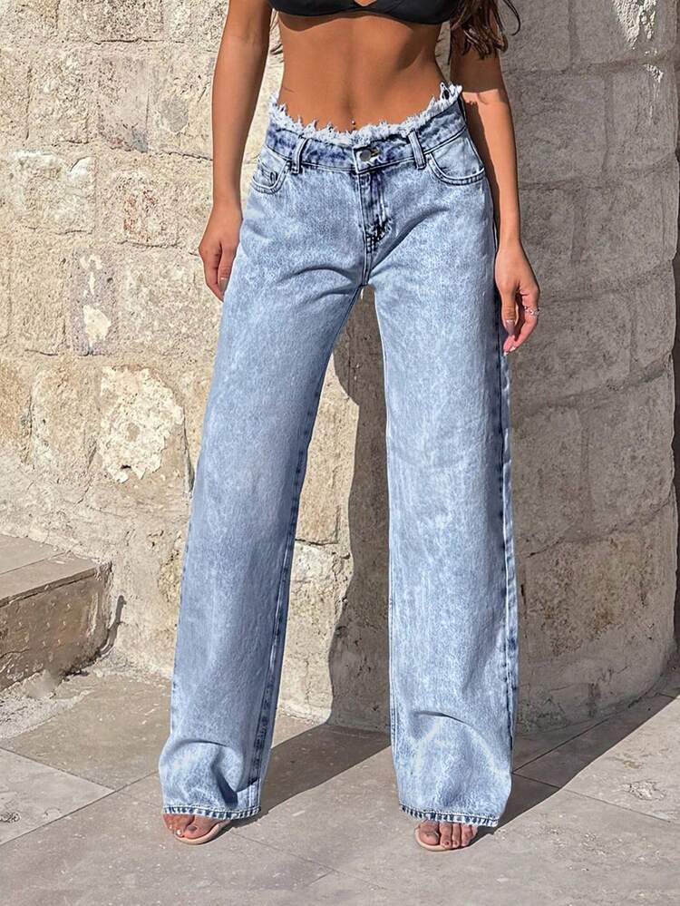 Pantalones de unicolor con bolsillo elegante y detallado, un pantalón casual de uso diario adecuado para primavera, verano, otoño e invierno - Azul - Añade 5