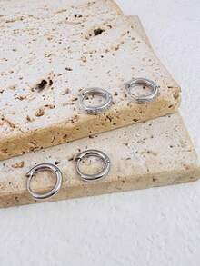 2 Pairs Stainless Steel CZ Huggie Hoop Stacking Earrings Set For Women, Tiny Zirconia Thin Cartilage Conch Hoop Earrings For Men 14K Gold Plated Small Earrings Stacks For Multiple Piercing For Girl - 2 Pairs Set-8mmm - View 5