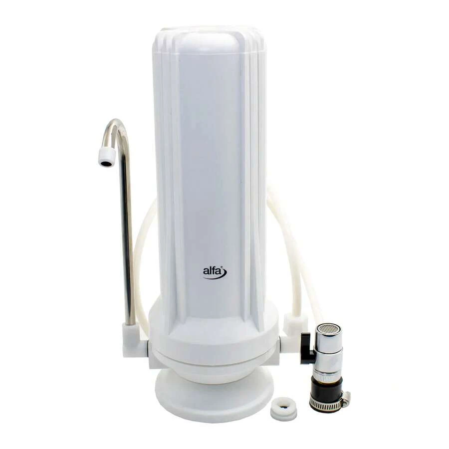 Filtro purificador de agua sobre tarja filtro carbón paso 2 sistema filtrado efectivo hogar cocina elimina impurezas olores agua potable accesorio fácil instalar saludable - Blanco - Ver 1